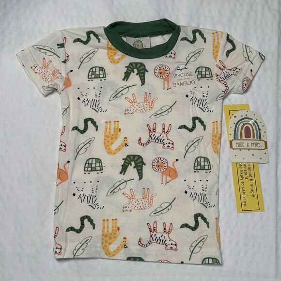 NWT Millie & Myles Baby Toddler Zoo Animals Soft Bamboo 2pc Pajamas Set Size 2T - Picture 3 of 8
